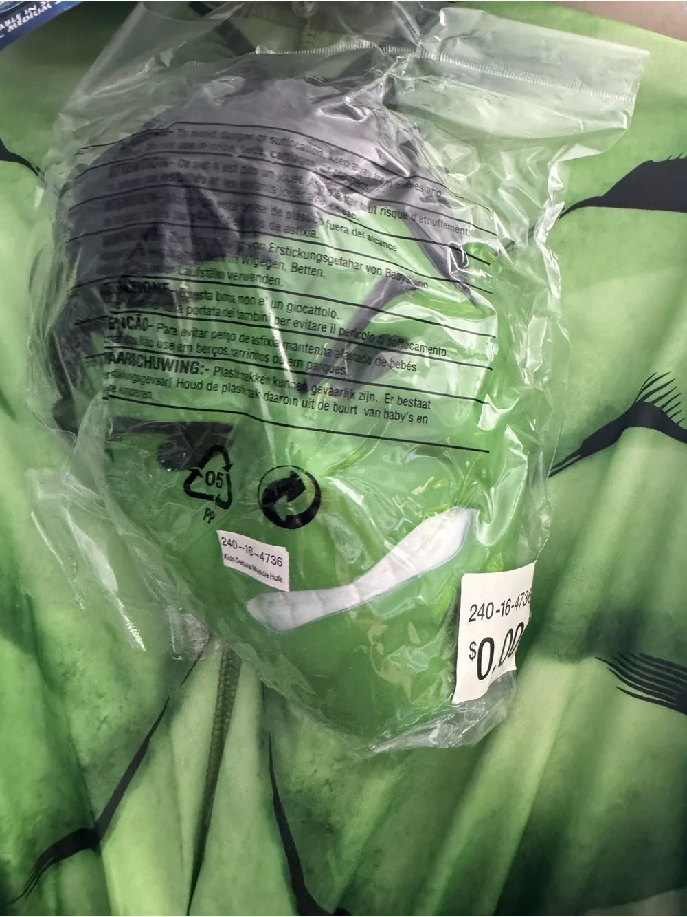 Marvel Hulk Muscle Chest Kids Costume - large size 12-14